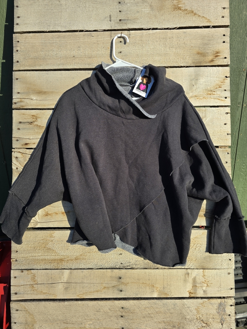 Joah Love Black Funnel Collar Oversized Sweater Soft And Lush - Picture 1 of 2